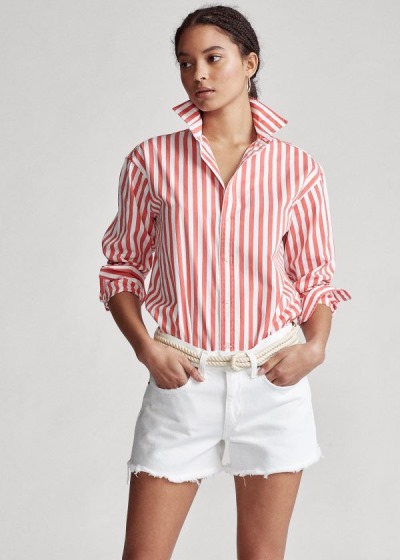 Women's Polo Ralph Lauren Striped Cotton Shirts | 280613BML